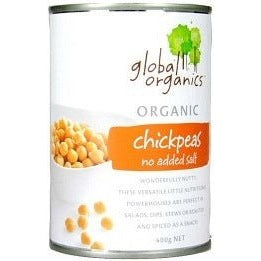 Global Organics Chick Peas Canned No Salt 400gm - The O.G Me