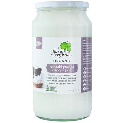 Global Organics Organic Raw Cold Pressed Coconut Oil G/F 920g - The O.G Me