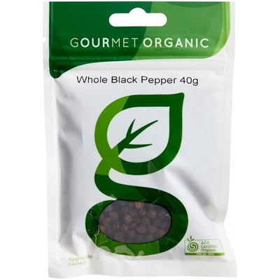 Gourmet Organic Pepper Black Whole 40g Sachet x 1 - The O.G Me