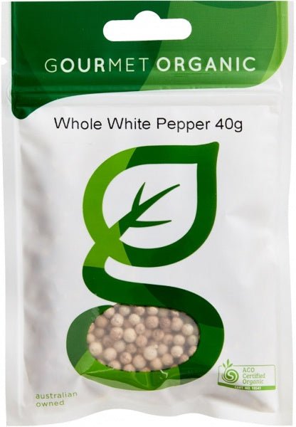 Gourmet Organic Pepper White Whole 40g Sachet x 1 - The O.G Me