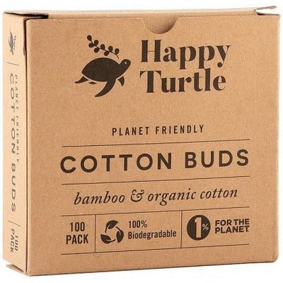 Happy Turtle Organic Cotton & Bamboo Cotton Buds - 100 Pack - The O.G Me