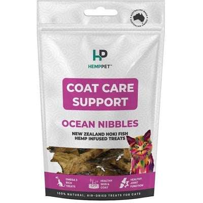 Hemp Pet Coat Care Support Ocean Nibbles NZ Hoki Fish Hemp Infused Treats for Cats 70g - The O.G Me