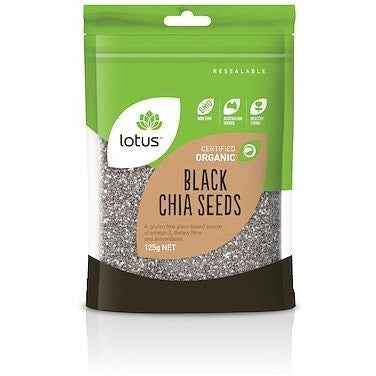 Lotus Organic Chia Seeds Black Bag G/F 125g - The O.G Me