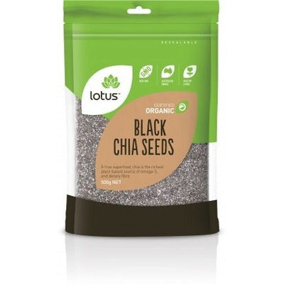 Lotus Organic Chia Seeds Black Bag G/F 500g - The O.G Me