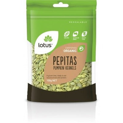 Lotus Organic Pepitas Pumpkin Kernels G/F 100g - The O.G Me