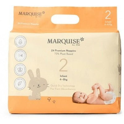 Marquise Infant Eco Nappies Size 2 4-8kg 24Pack - The O.G Me