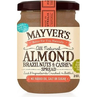 Mayvers Almond, Brazil & Cashew Spread G/F 240g - The O.G Me