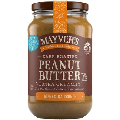 Mayvers Dark Roasted Extra Crunchy Peanut Butter G/F 375g - The O.G Me