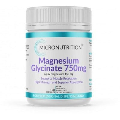 Micronutrition Magnesium Glycinate 750mg 150 elemental 120 Vege Caps - The O.G Me