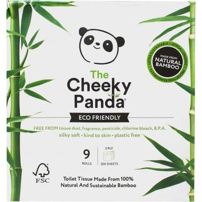 The Cheeky Panda Plastic Free Toilet Rolls 9 Rolls 3Ply 200 Sheets - The O.G Me