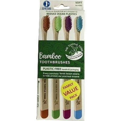 The Turtle Tribe Bamboo Toothbrush, SOFT, all ages 4Pack - The O.G Me