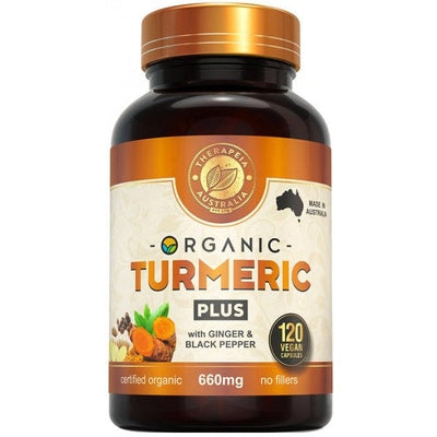 Therapeia Australia OrganicTurmeric Plus with Ginger & Black Pepper 660mg 120caps - The O.G Me