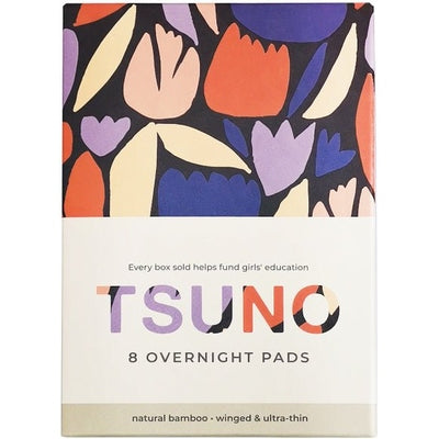 Tsuno Natural Bamboo Overnight Pads - Winged & Ultra Thin Box of 8 - The O.G Me