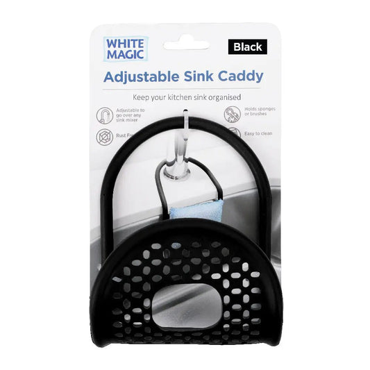 White Magic Adjustable Sink Caddy Black - The O.G Me