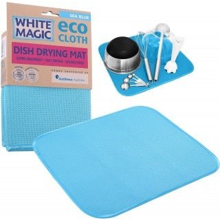 White Magic Eco Cloth Dish Drying Mat Sea Blue - The O.G Me