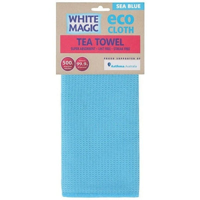 White Magic Eco Cloth Tea Towel Single Sea Blue - The O.G Me