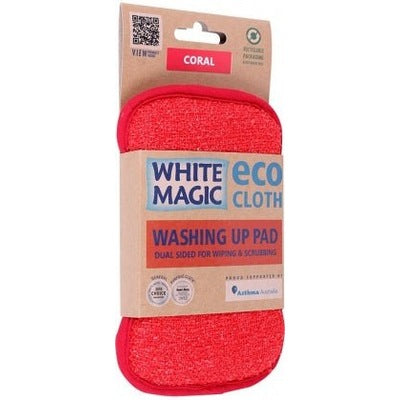 White Magic Eco Cloth Washing Up Pad Coral - The O.G Me